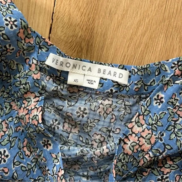 Veronica Beard High Waisted Blue Floral Front Slit Maxi Skirt Size XS - Picture 3 of 8